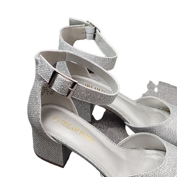Dream Pairs Silver Glitter Sparkle Block Heel, Size 7 - Picture 3 of 7